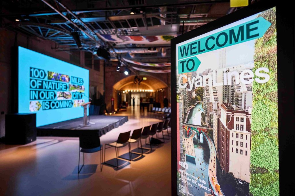 Screens from launch event